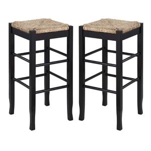 Home Square Sq Rush 29&quot Stationary Bar Stool in Black - Set of 2