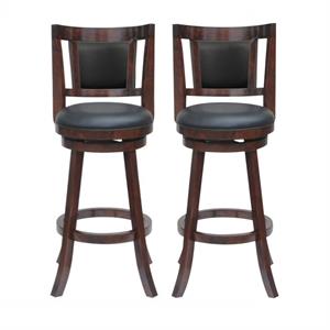 Home Square Avianna 24&quot Swivel Counter Stool in Cherry Finish - Set of 2