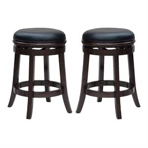 Home Square 24&quot Faux Leather Counter Height Stool in Cappuccino - Set of 2