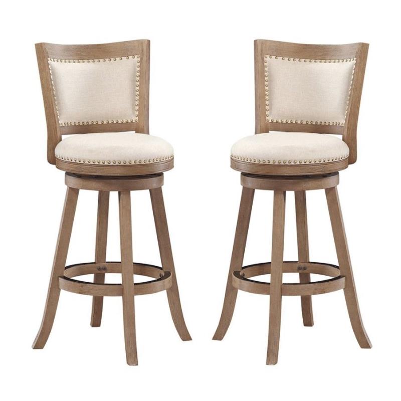 Home Square 29'' Melrose Bar Stool in Driftwood Wire-Brush and Ivory - Set of 2