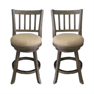 Home Square 24&quot Sheldon Swivel Counter Stool in Oatmeal - Set of 2