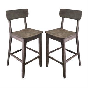 Home Square 29&quot Torino Bar Stool in Barnwood Wire-Brush - Set of 2