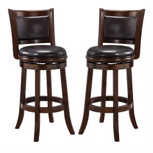 Home Square Augusta 29&quot Swivel Bar Stool in Cappuccino and Dark Brown - Set of 2