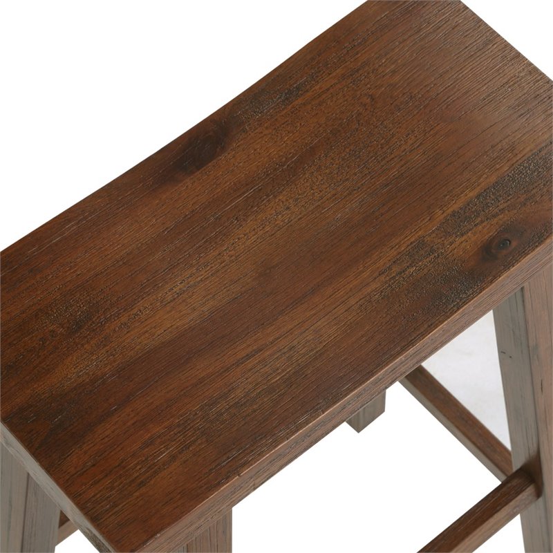 Home Square Sonoma Saddle Barstool in Chestnut Wire-Brush - Set of 2