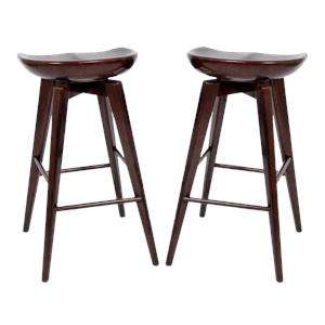 Home Square 29&quot Bali Swivel Bar Stool in Cappuccino - Set of 2