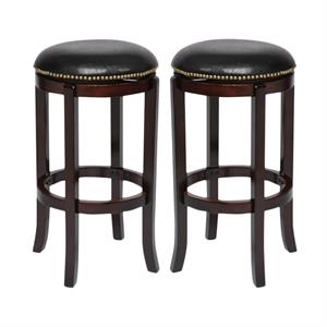 Home Square Cordova 29&quot Swivel Bar Stool in Cappuccino - Set of 2