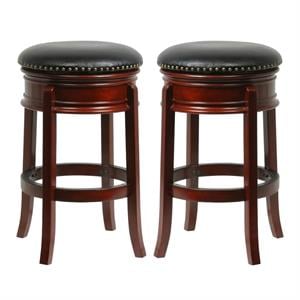 Home Square 29&quot Hamilton Swivel Bar Stool in Cherry - Set of 2
