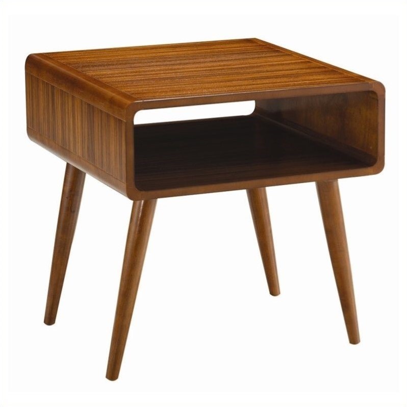 Home Square Zebra Alborg End Table in Rich Walnut - Set of 2