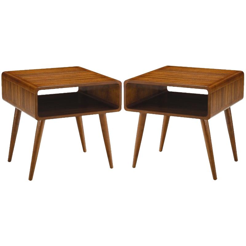Home Square Zebra Alborg End Table in Rich Walnut - Set of 2