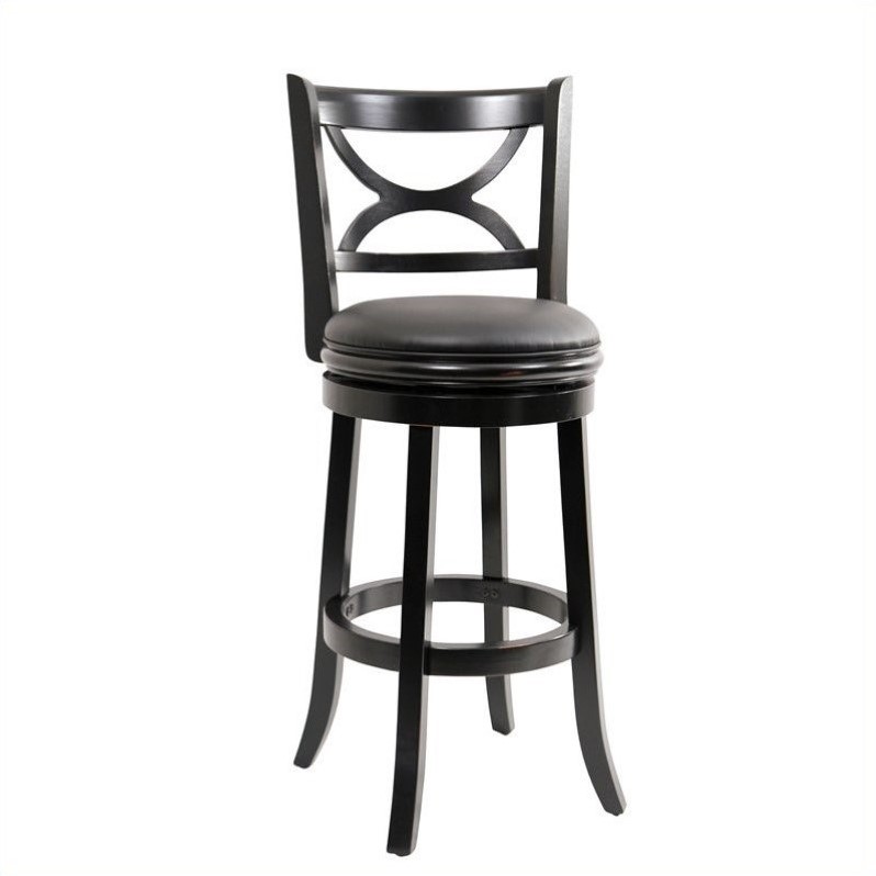 Home Square 2-Piece Set with Pub Table & Swivel Bar Stool in Black