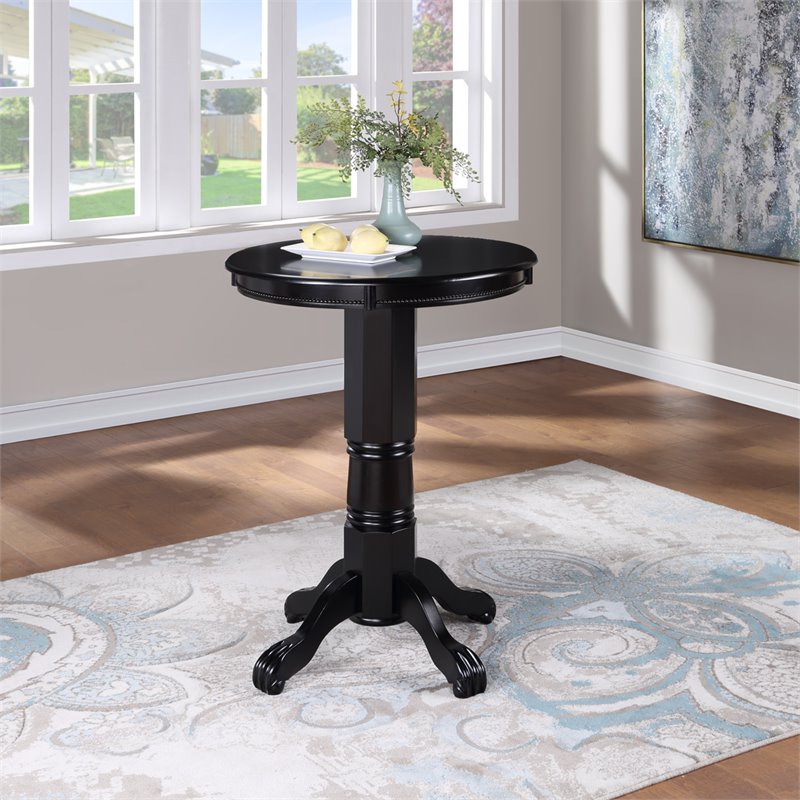 Home Square 2-Piece Set with Pub Table & Swivel Bar Stool in Black