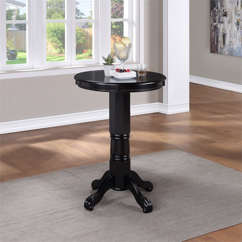Home Square 2-Piece Set with Pub Table & Swivel Bar Stool in Black