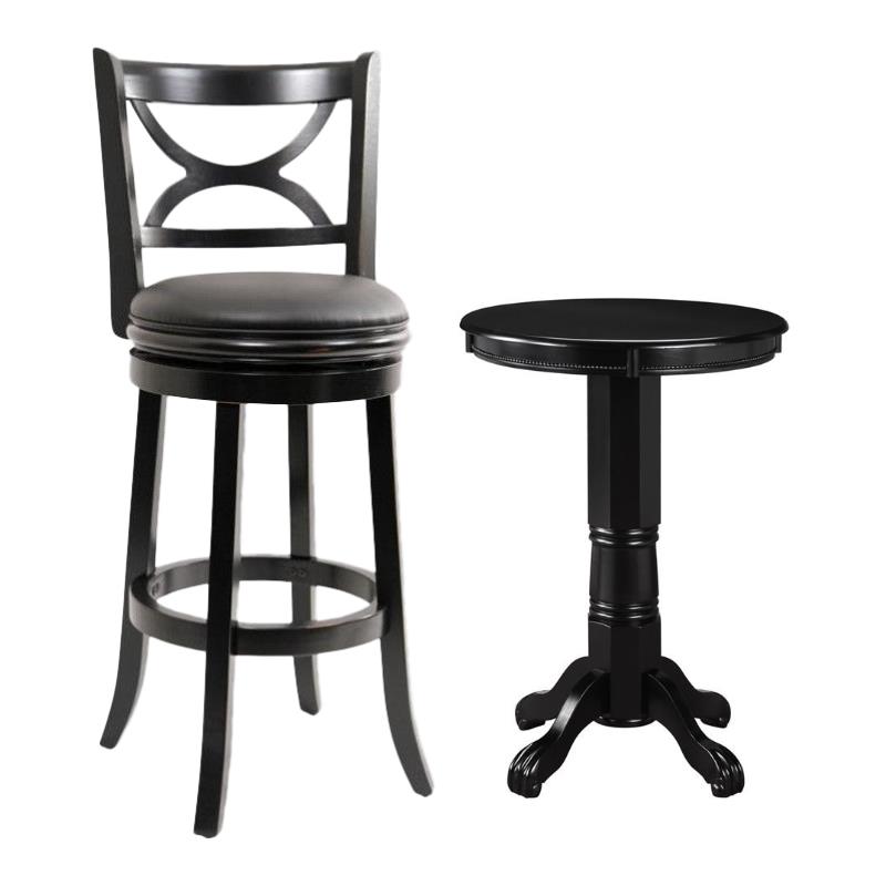 Home Square 2-Piece Set with Pub Table & Swivel Bar Stool in Black