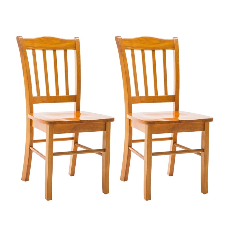 Home Square 4-Piece Set with 2 Dining Benches & 2 Dining Chairs in Oak