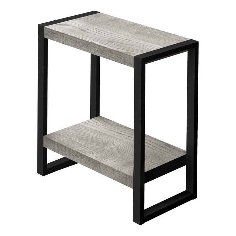 Home Square 2 Tier Wood Top Side Table in Reclaimed Gray and Black - Set of 2