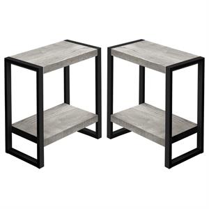 Home Square 2 Tier Wood Top Side Table in Reclaimed Gray and Black - Set of 2