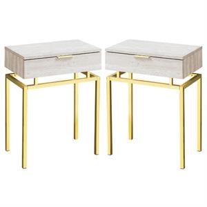 Home Square 18&quot Accent End Table in Beige and Gold - Set of 2