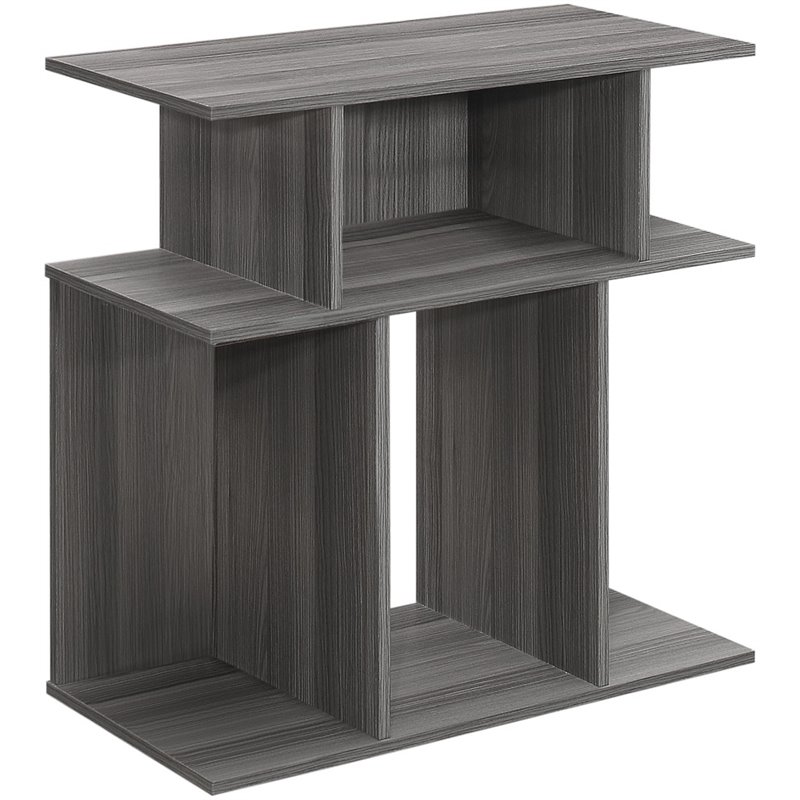 Home Square Contemporary Open Storage Wooden End Table in Gray - Set of 2