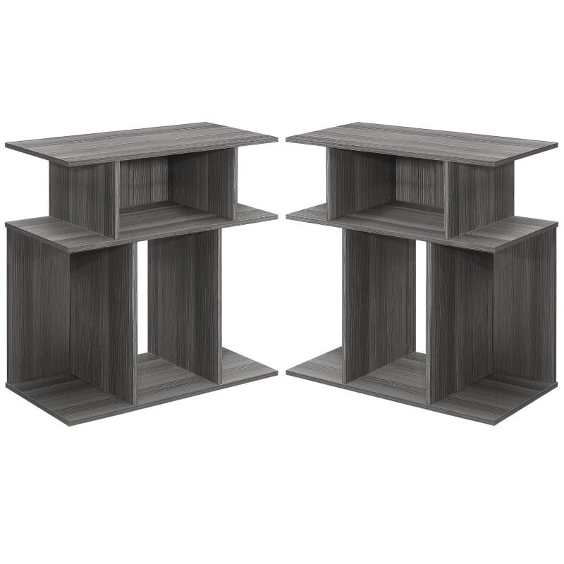 Home Square Contemporary Open Storage Wooden End Table in Gray - Set of 2