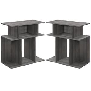 Home Square Contemporary Open Storage Wooden End Table in Gray - Set of 2