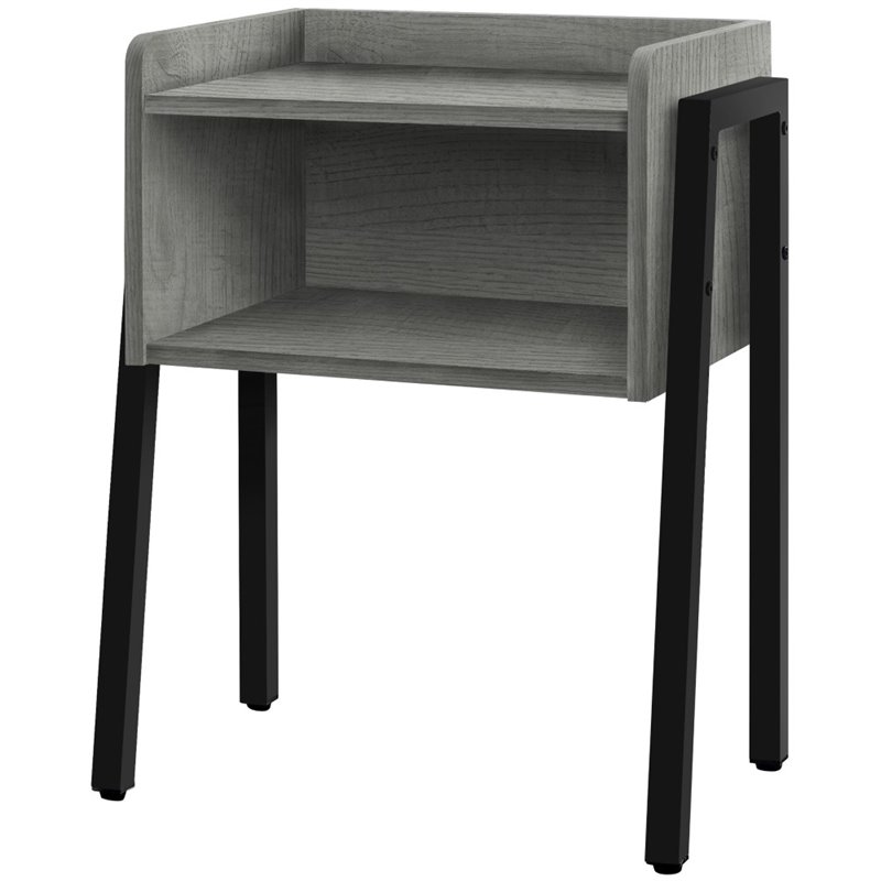 Home Square Sleek Wooden Airy Side Table in Reclaimed Gray and Black - Set of 2