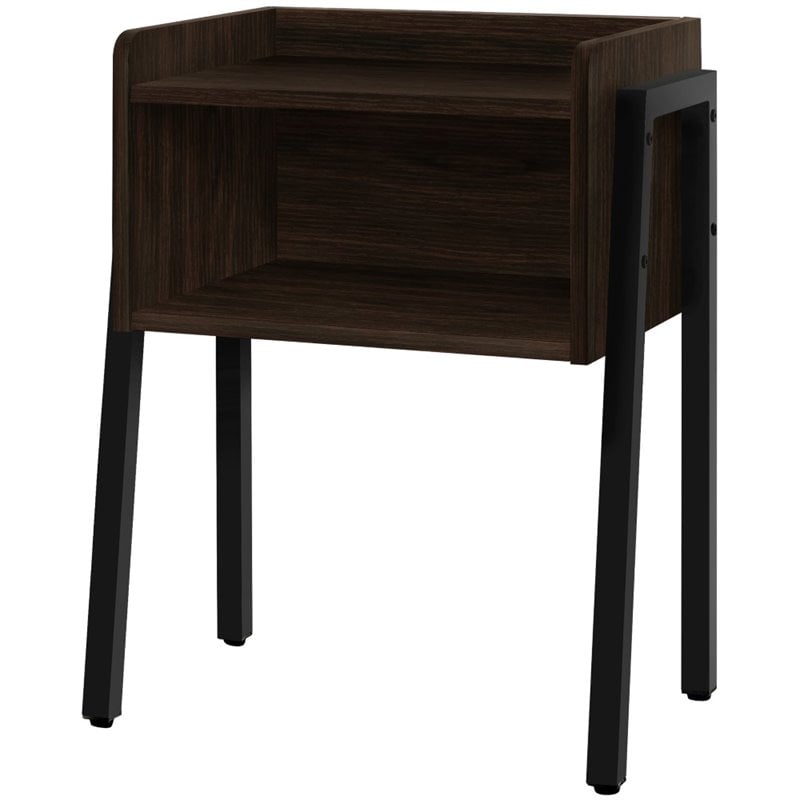 Home Square Sleek Wooden Airy Side Table in Espresso and Black - Set of 2