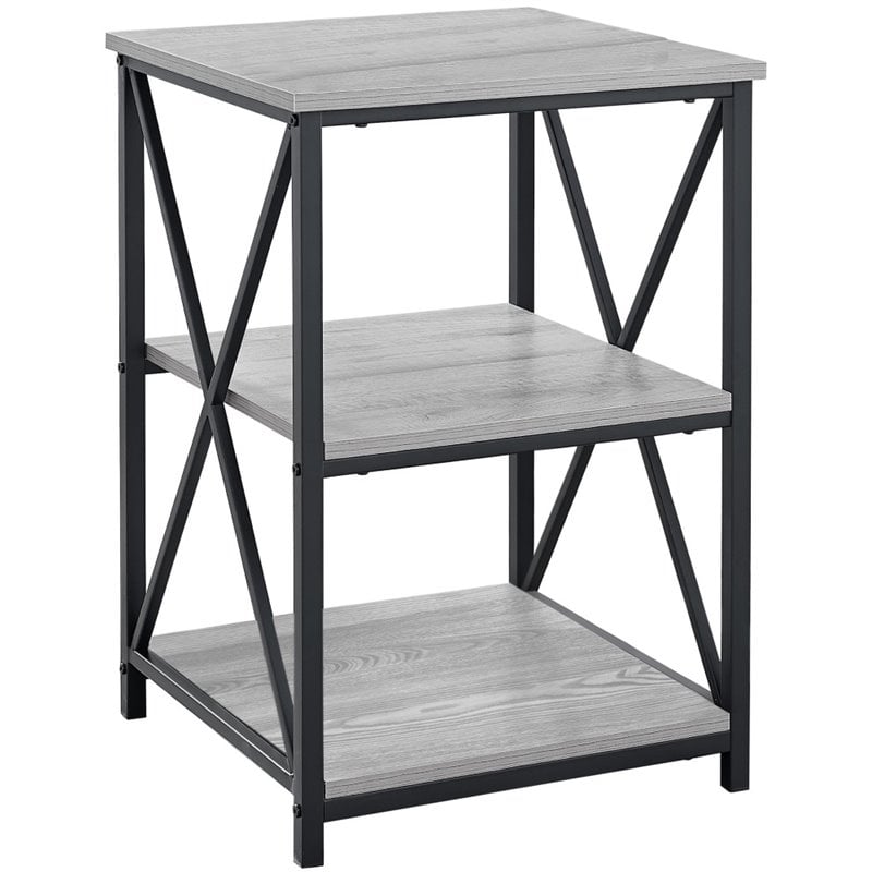 Home Square Wood Top X Frame End Table in Gray and Black - Set of 2