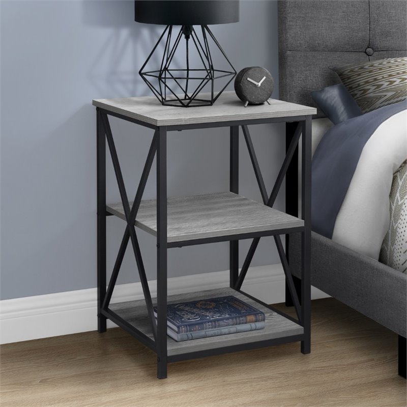 Home Square Wood Top X Frame End Table in Gray and Black - Set of 2