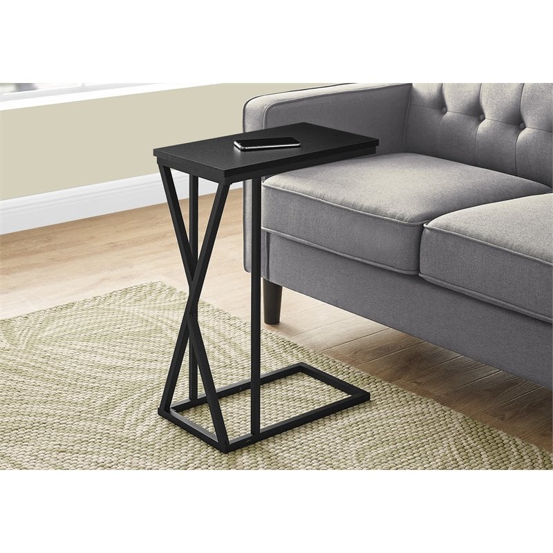 Home Square Metal C Shaped End Table in Black Finish - Set of 2