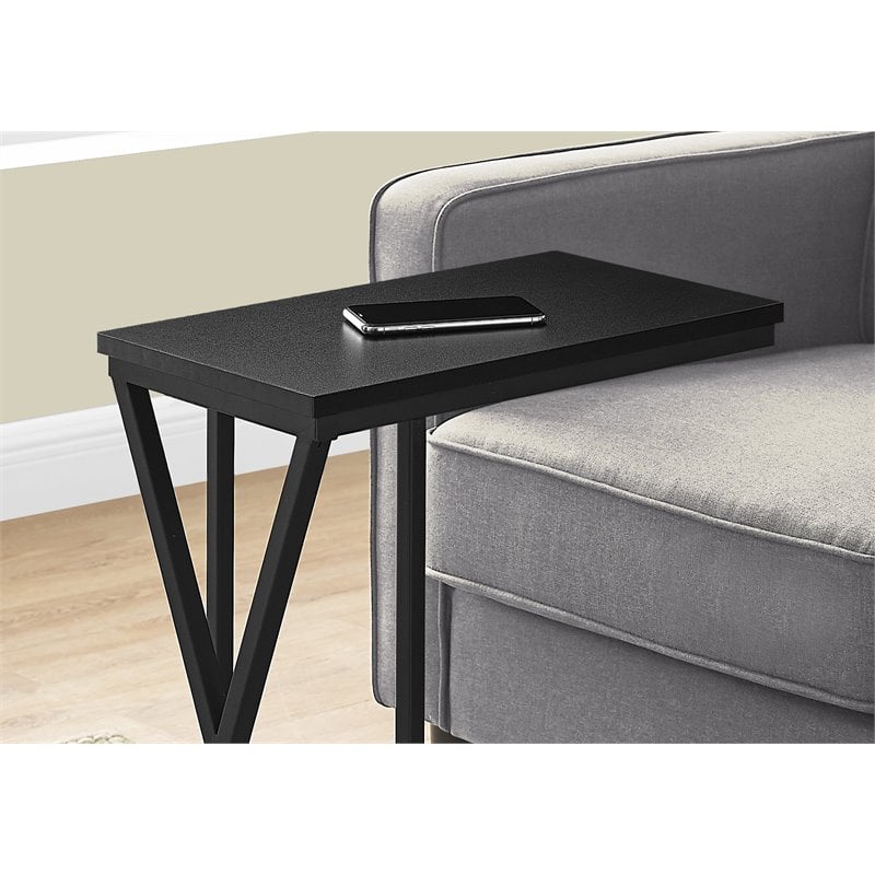 Home Square Metal C Shaped End Table in Black Finish - Set of 2