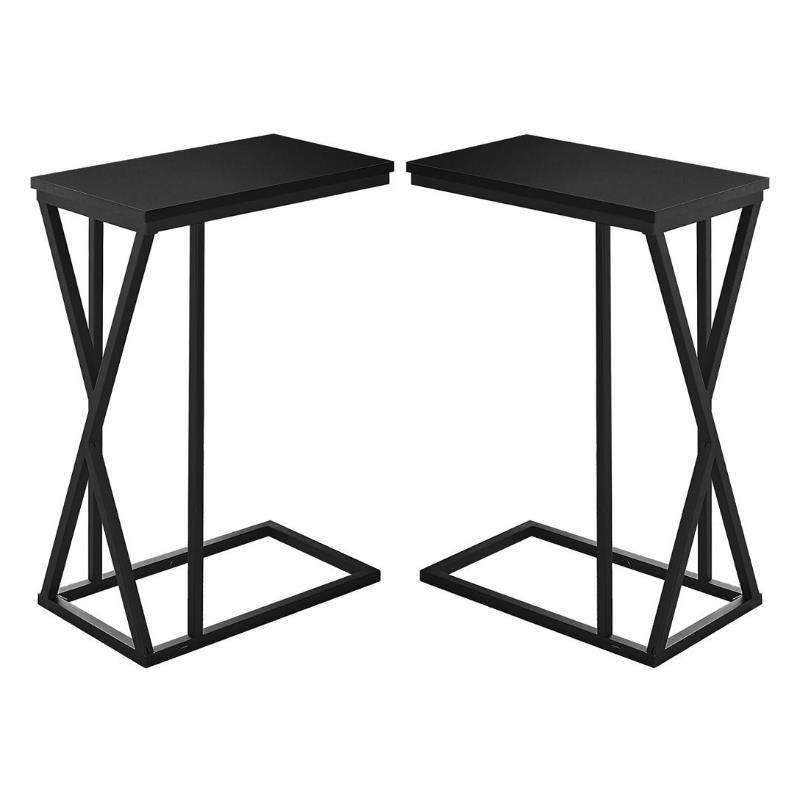 Home Square Metal C Shaped End Table in Black Finish - Set of 2