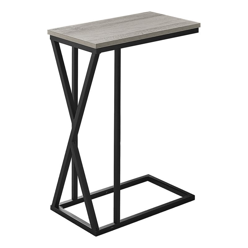 Home Square Metal C Shaped End Table in Black and Gray - Set of 2