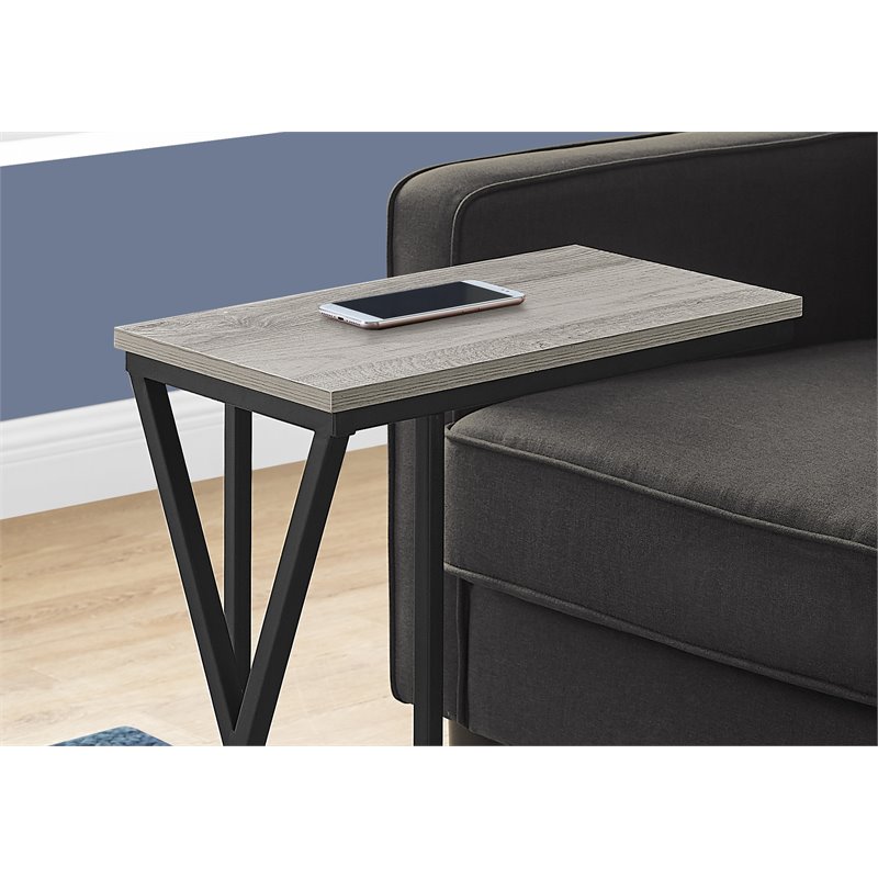 Home Square Metal C Shaped End Table in Black and Gray - Set of 2