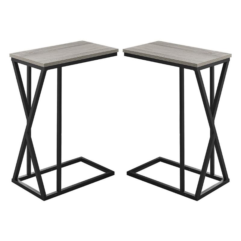 Home Square Metal C Shaped End Table in Black and Gray - Set of 2