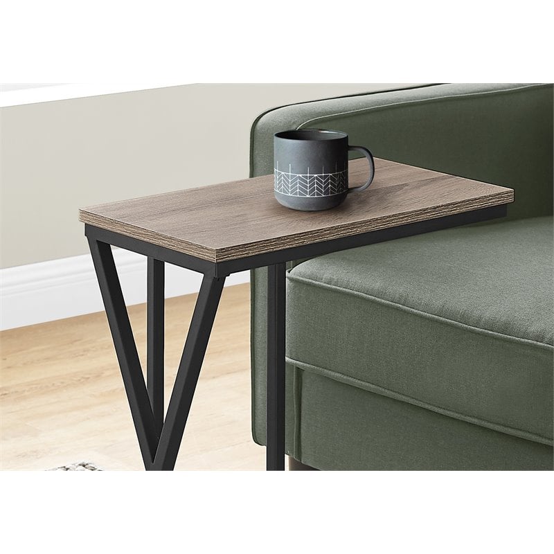 Home Square Metal C Shaped End Table in Black and Dark Taupe - Set of 2