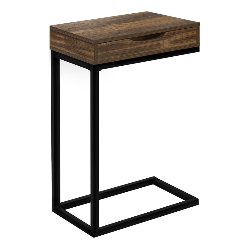 Home Square 1 Drawer Reclaimed Look End Table in Brown and Black - Set of 2
