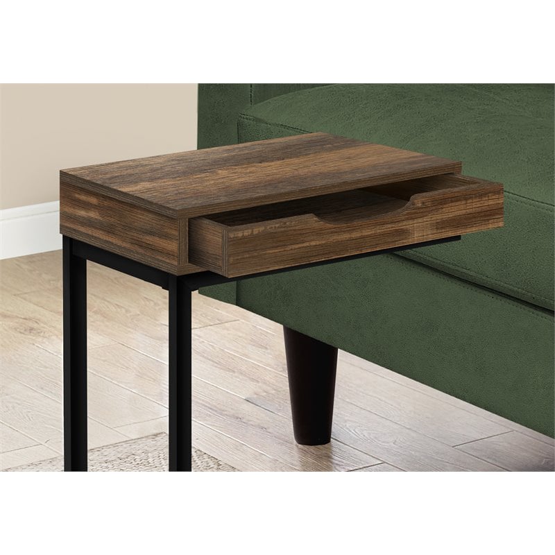 Home Square 1 Drawer Reclaimed Look End Table in Brown and Black - Set of 2