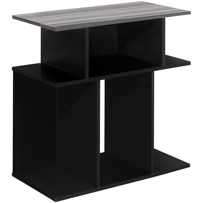 Home Square Open Storage Wooden End Table in Black and Gray - Set of 2