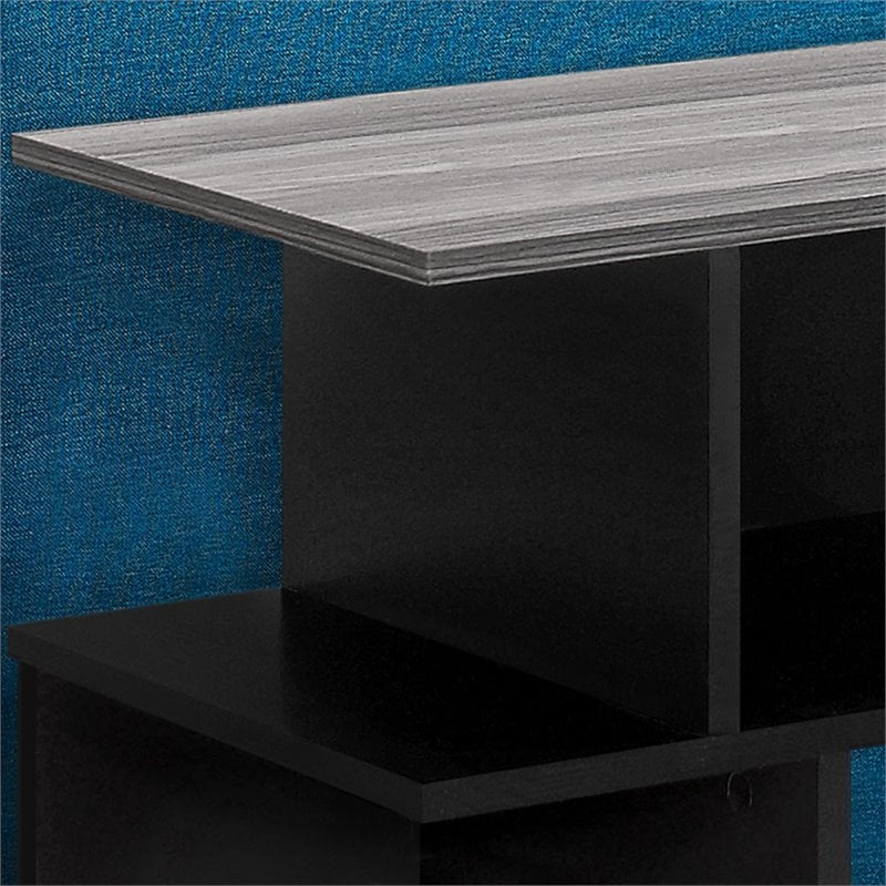 Home Square Open Storage Wooden End Table in Black and Gray - Set of 2