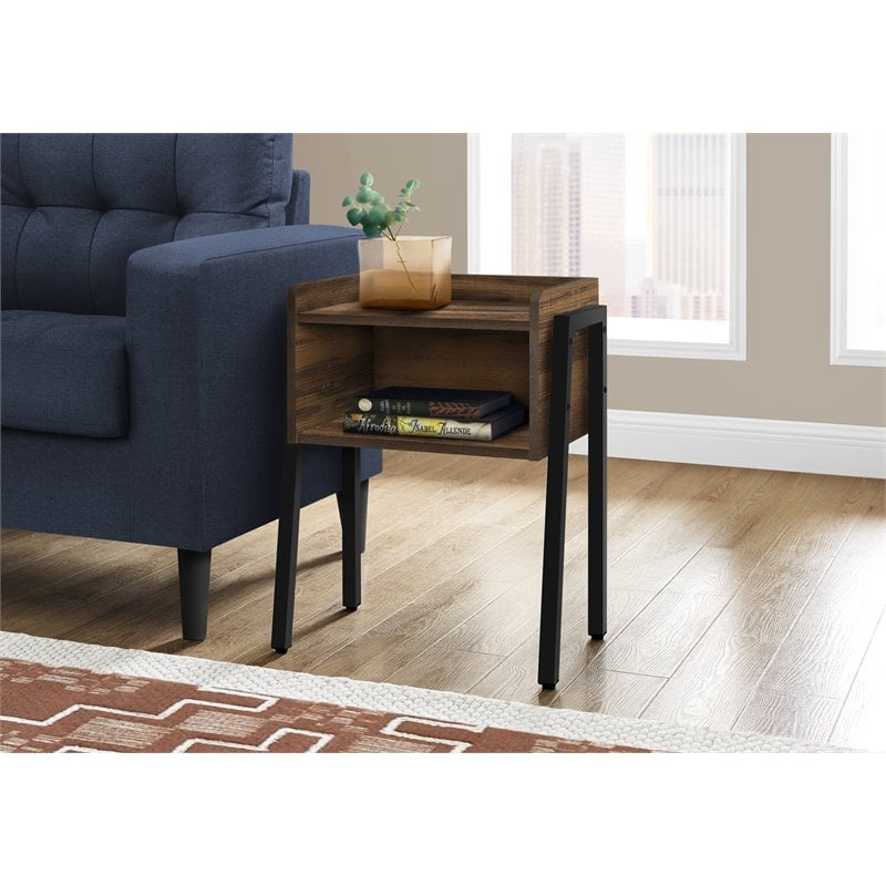 Home Square Reclaimed Look End Table in Brown and Black - Set of 2