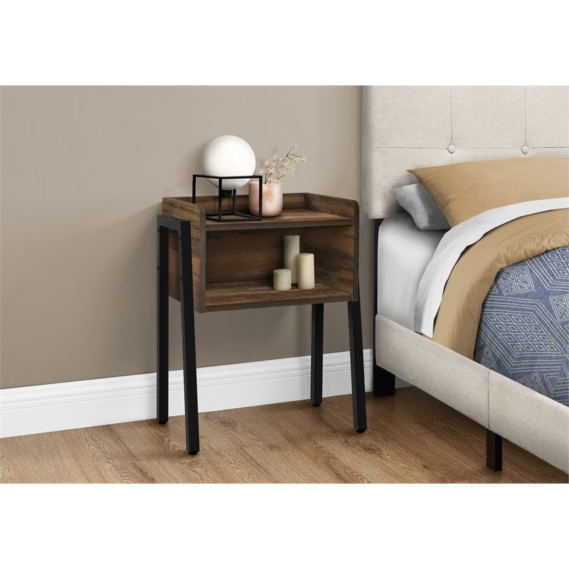 Home Square Reclaimed Look End Table in Brown and Black - Set of 2