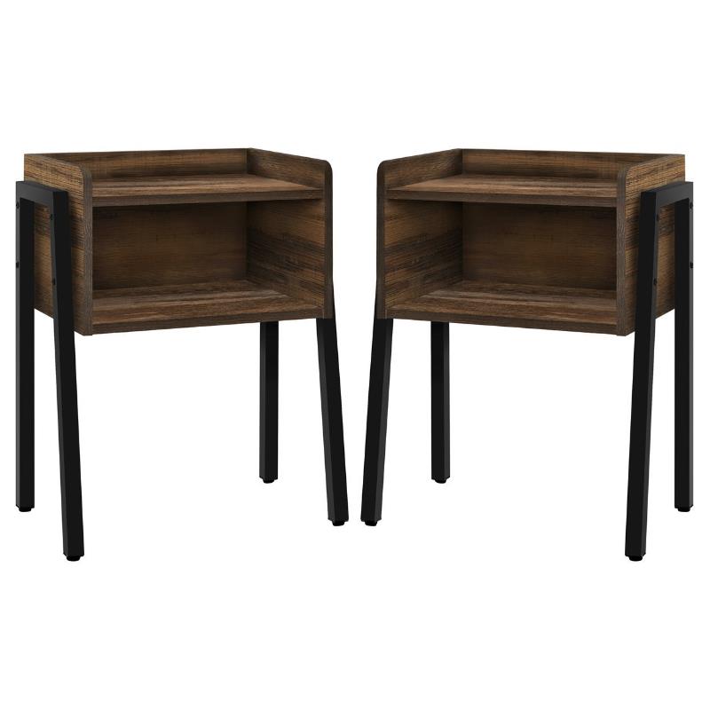 Home Square Reclaimed Look End Table in Brown and Black - Set of 2