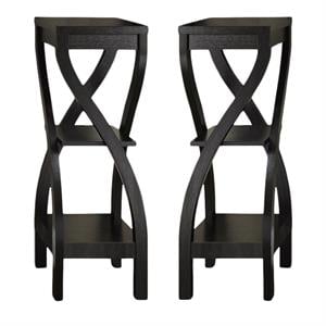 Home Square 32&quot Curved Legs Plant Stand in Rich Cappuccino Finish - Set of 2