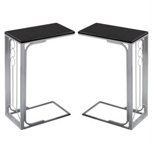 Home Square Accent Table in Black and Silver Finish - Set of 2