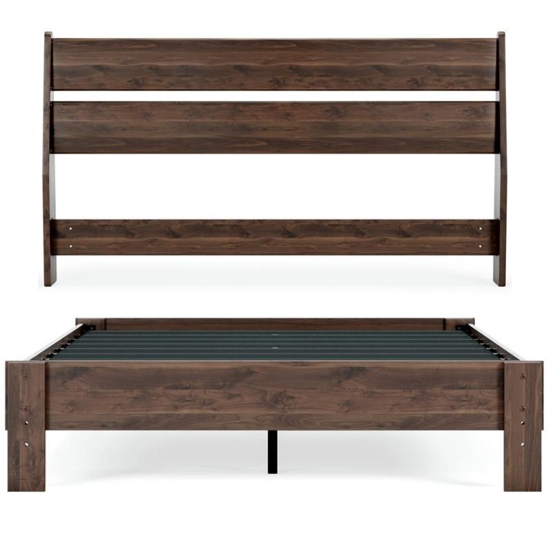 Home Square 2 Piece Bedroom Set with Queen Headboard and Platform Bed in Mocha