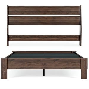 Home Square 2 Piece Bedroom Set with Queen Headboard and Platform Bed in Mocha