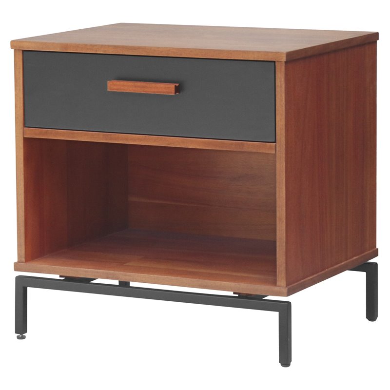 Home Square 1-drawer Wood End Table in Monterey Brown - Set of 2