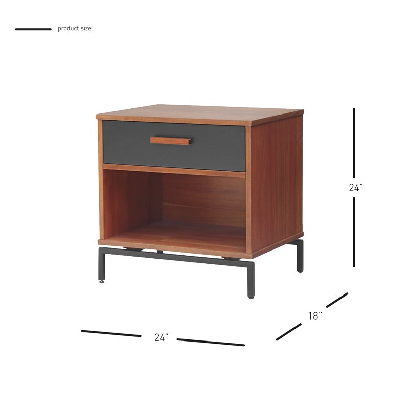 Home Square 1-drawer Wood End Table in Monterey Brown - Set of 2