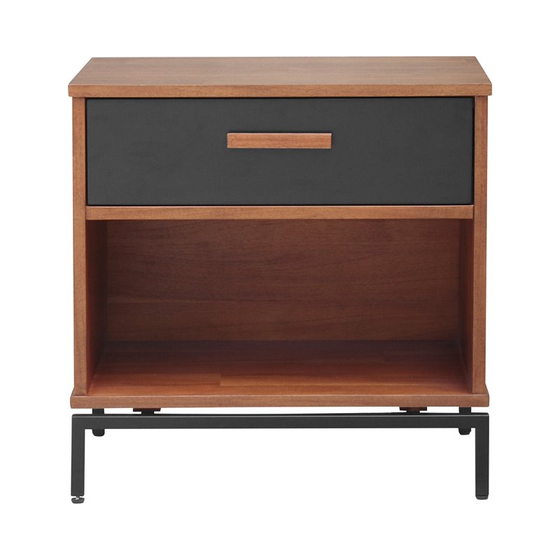 Home Square 1-drawer Wood End Table in Monterey Brown - Set of 2