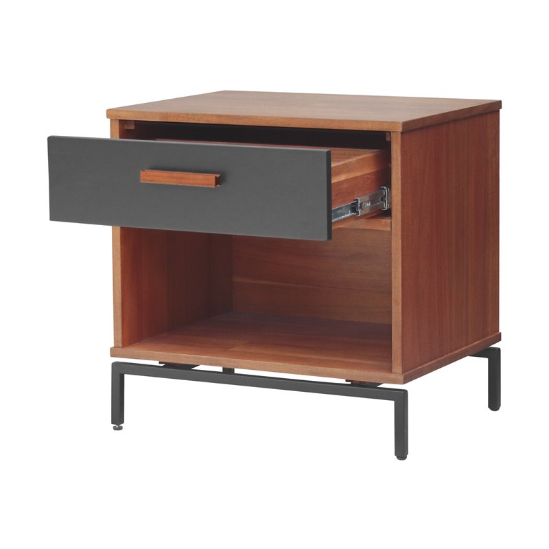Home Square 1-drawer Wood End Table in Monterey Brown - Set of 2